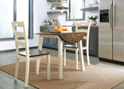 Ashley Furniture Woodanville dining room set with a wooden table and chairs, showcasing a classic, elegant design for the dining area.