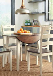 Ashley Furniture Woodanville dining room set with a wooden table and chairs, stylish and perfect for a modern dining space.