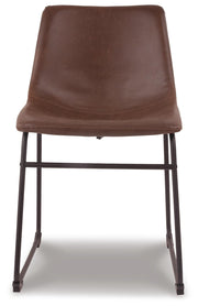 Ashley Furniture Centiar Dining Chair with dark wood legs and upholstered beige fabric seat, shown from a front head-on view.
