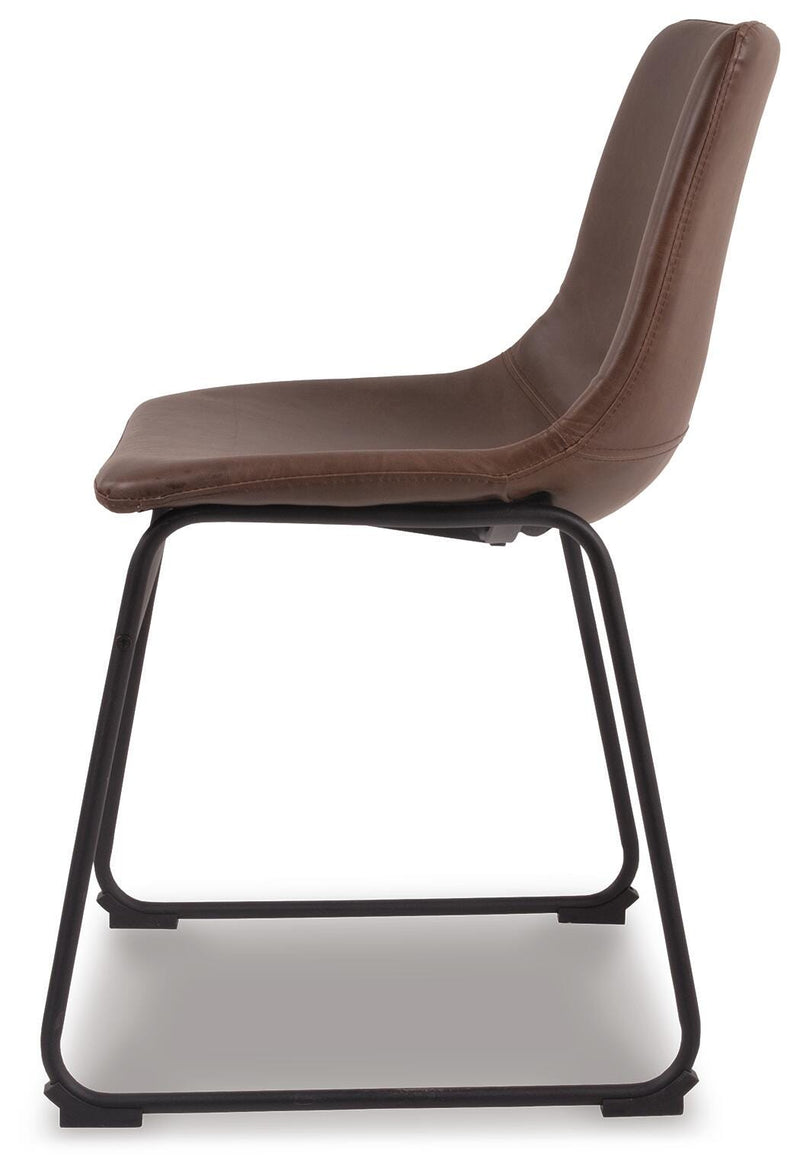 Ashley Furniture Centiar dining chair shown from the side with a sleek wooden frame and cushioned seat for comfortable dining.