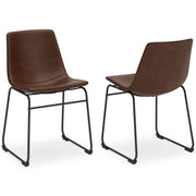 Ashley Furniture Centiar dining chair with upholstered seat and wooden legs, in warm earth tone, shown from a front angle.