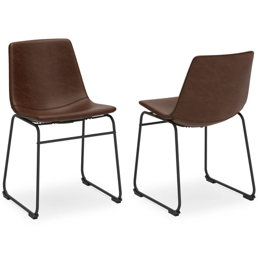 Ashley Furniture Centiar dining chair with upholstered seat and wooden legs, in warm earth tone, shown from a front angle.