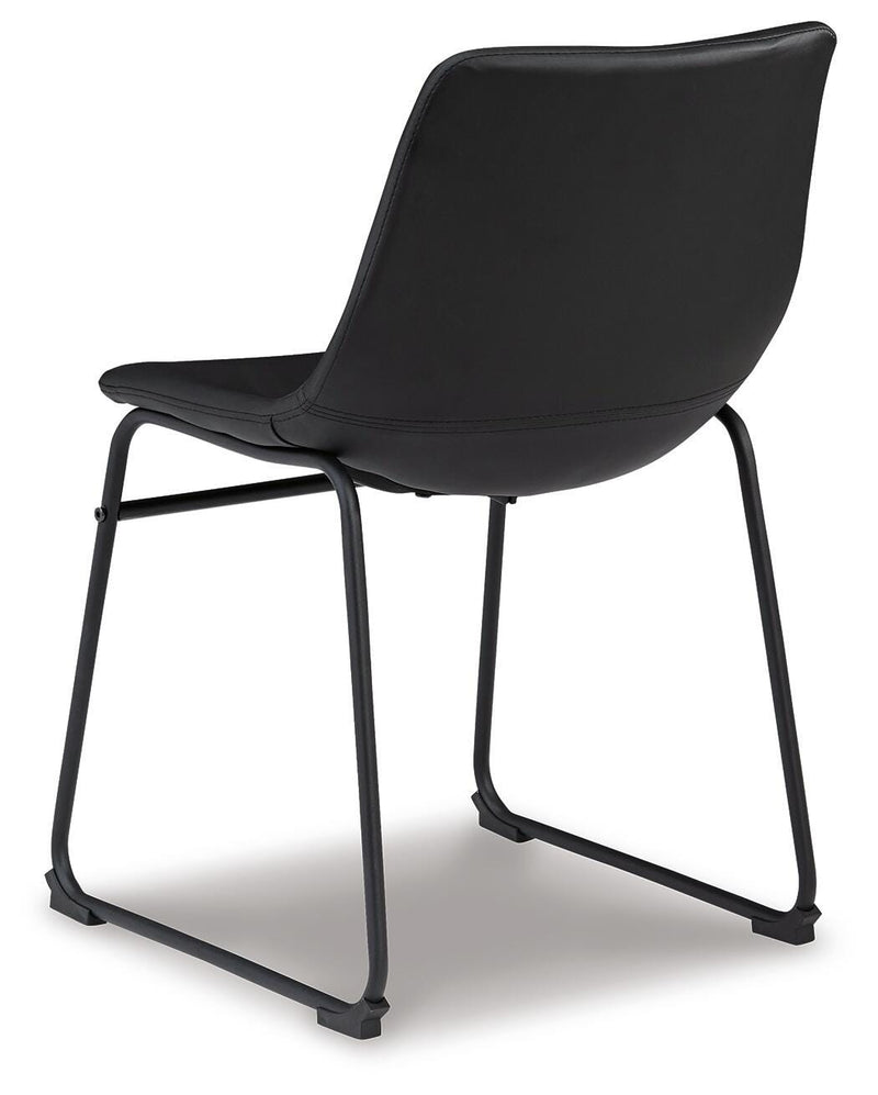 Ashley Furniture Centiar dining chair shown from back angle with wooden frame and upholstered seat in a modern dining room setting.