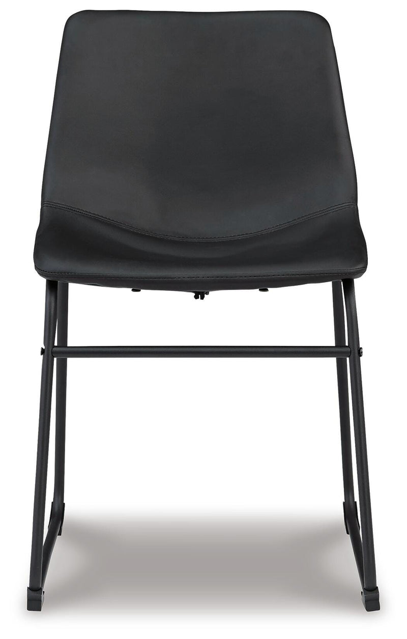 Ashley Furniture Centiar dining chair with wooden legs and upholstered seat, shown from a front head-on view.