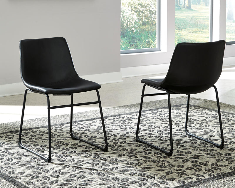 Ashley Furniture Centiar dining chair with upholstered seat and wooden legs, shown in a modern living space.