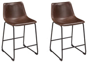 Ashley Furniture Centiar counter height barstool with wooden legs and a cushioned seat, ideal for kitchen or bar area.