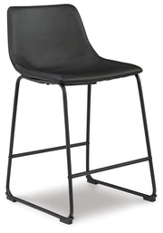 Ashley Furniture Centiar counter height bar stool with wooden legs and cushioned seat, shown from an angled perspective.