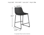 Ashley Furniture Centiar counter height bar stool with wooden legs and upholstered seat, featuring a modern design.