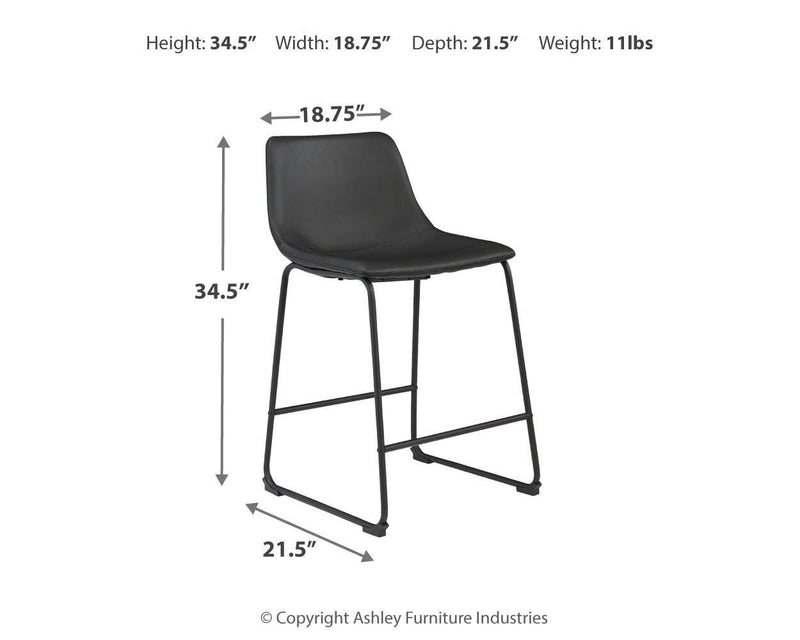 Ashley Furniture Centiar counter height bar stool with wooden legs and upholstered seat, featuring a modern design.