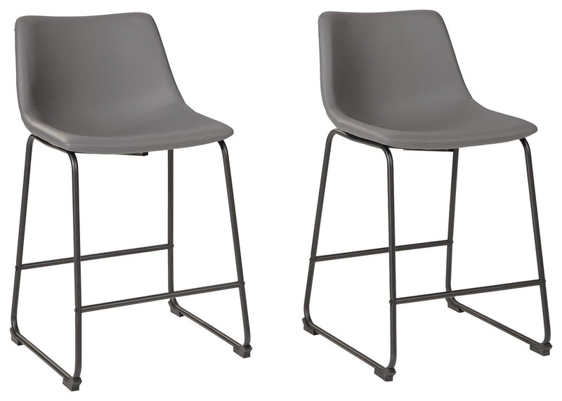 Ashley Furniture Centiar counter height bar stool with wooden legs and a cushioned seat, ideal for kitchen or bar areas.
