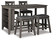 Set of Ashley Furniture Caitbrook counter height barstools with wooden seats and metal legs, perfect for dining areas.