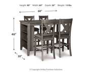 Ashley Furniture Caitbrook counter height dining package with stylish barstool set, featuring wooden seats and metal accents.