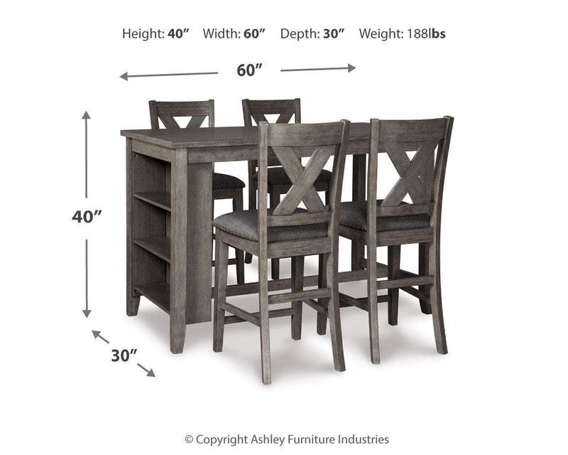 Ashley Furniture Caitbrook counter height dining package with stylish barstool set, featuring wooden seats and metal accents.