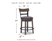 Ashley Furniture Caitbrook counter height bar stool with wood finish and padded seat, ideal for kitchen or bar area.
