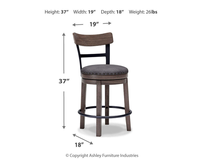 Ashley Furniture Caitbrook counter height bar stool with wood finish and padded seat, ideal for kitchen or bar area.