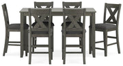 Ashley Furniture Caitbrook counter height dining table with matching bar stools, modern wood design, head-on view.