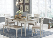 Ashley Furniture Skempton dining room set with a table and matching chairs, showcasing a contemporary design.