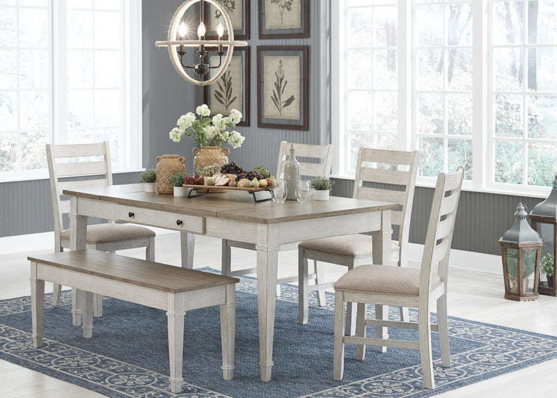 Ashley Furniture Skempton dining room set with a table and matching chairs, showcasing a contemporary design.