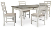 Ashley Furniture Skempton dining room set with a rectangular table and six upholstered chairs in a modern design.