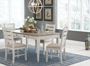 Ashley Furniture Skempton dining room set with a wooden table and six matching chairs, elegant and modern for dining spaces.