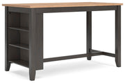 Ashley Furniture Gesthaven counter height dining table shown from an angled side view in a modern kitchen setting.