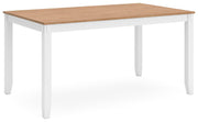 Ashley Furniture Gesthaven dining table with 4 chairs and a bench, showcasing a stylish wooden design and angled view.