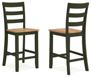 Ashley Furniture Gesthaven counter height barstool with wooden seat and metal frame, shown from an angled side view.