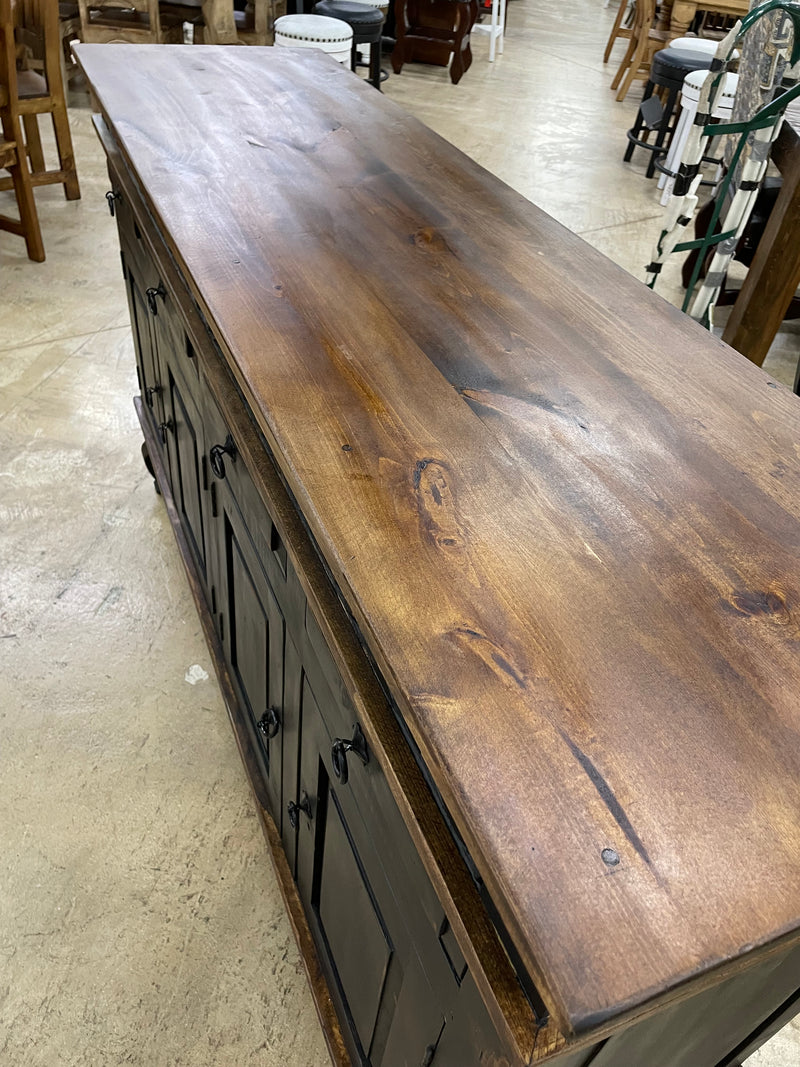 Reclaimed Wood 72” Sideboard with Carvings