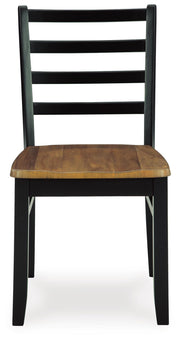 Ashley Furniture Blondon dining table with six matching chairs, showcasing a sleek wooden surface and modern design.