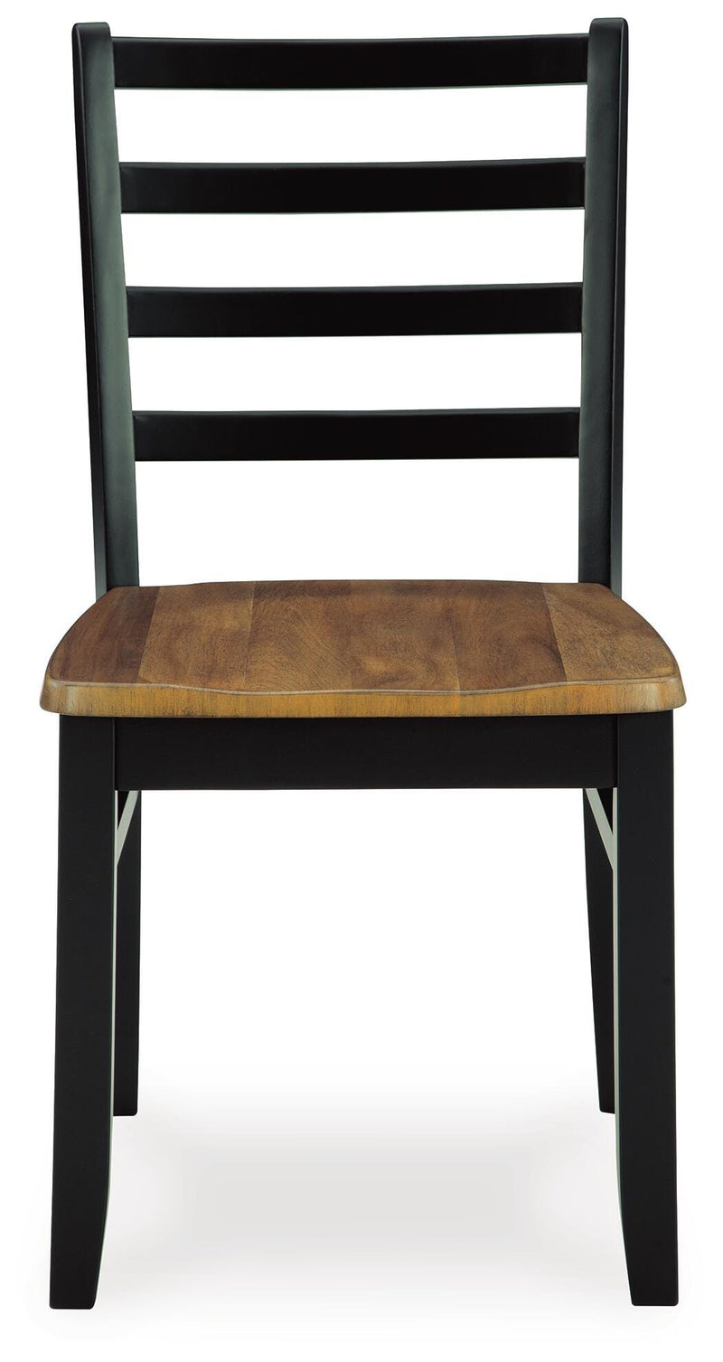 Ashley Furniture Blondon dining table with six matching chairs, showcasing a sleek wooden surface and modern design.