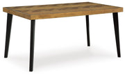 Ashley Furniture Blondon dining table with six matching chairs, angled view showcasing wooden finish and classic design.