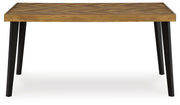 Ashley Furniture Blondon dining table with six matching chairs, showcasing a modern wood finish and elegant design.