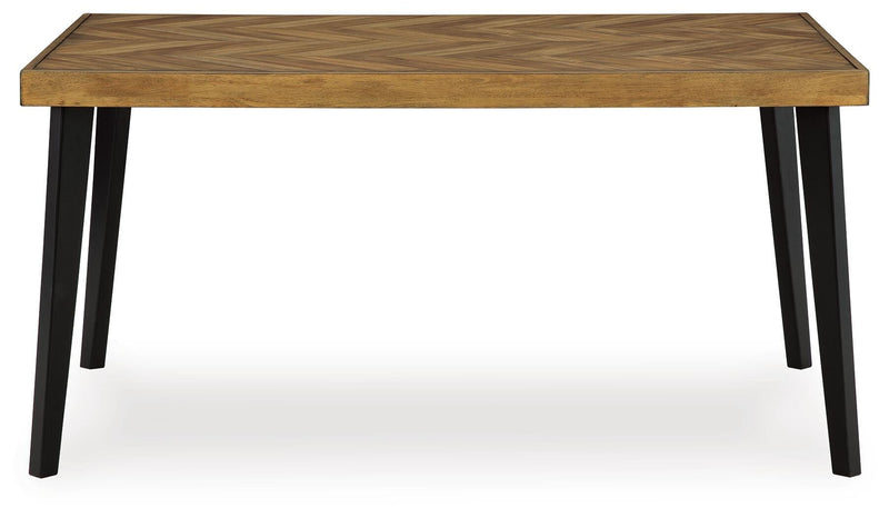 Ashley Furniture Blondon dining table with six matching chairs, showcasing a modern wood finish and elegant design.