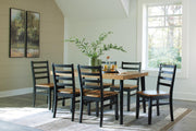 Ashley Furniture Blondon dining table with six matching chairs, showcasing a modern wooden dining set for family meals.