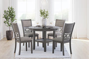 Ashley Furniture Wrenning dining table with four matching chairs, stylish dining room set in a modern design.