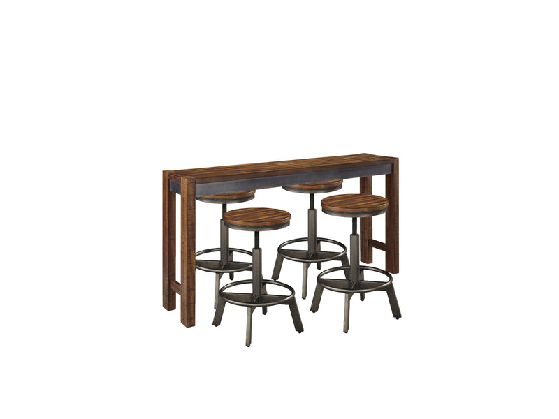Ashley Furniture Torjin counter height dining set with four chairs and a rectangular table in a modern dining room setting.