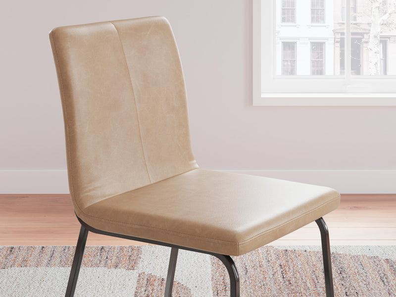 Ashley Furniture Pharwynn dining chair with upholstered seat and wooden legs, showcasing a modern design.