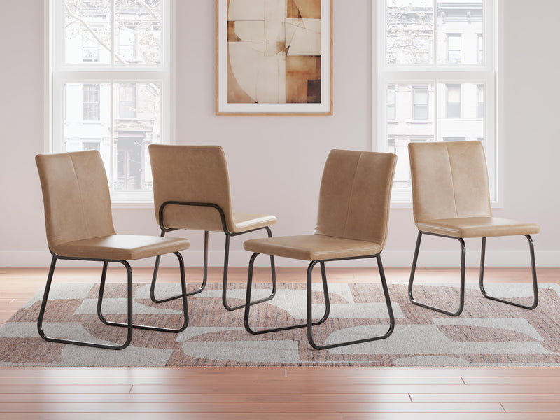 Ashley Furniture Pharwynn dining chair with upholstered seat and back, wooden legs, and a modern design.