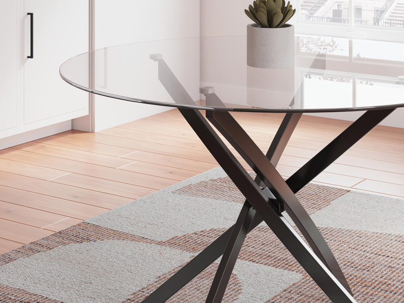 Close-up of the Ashley Furniture Pharwynn dining table showing its detailed wood grain and elegant design.