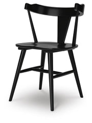 Ashley Furniture Gretlynn dining room set with a wooden table and six matching chairs, shown from an angled side view.
