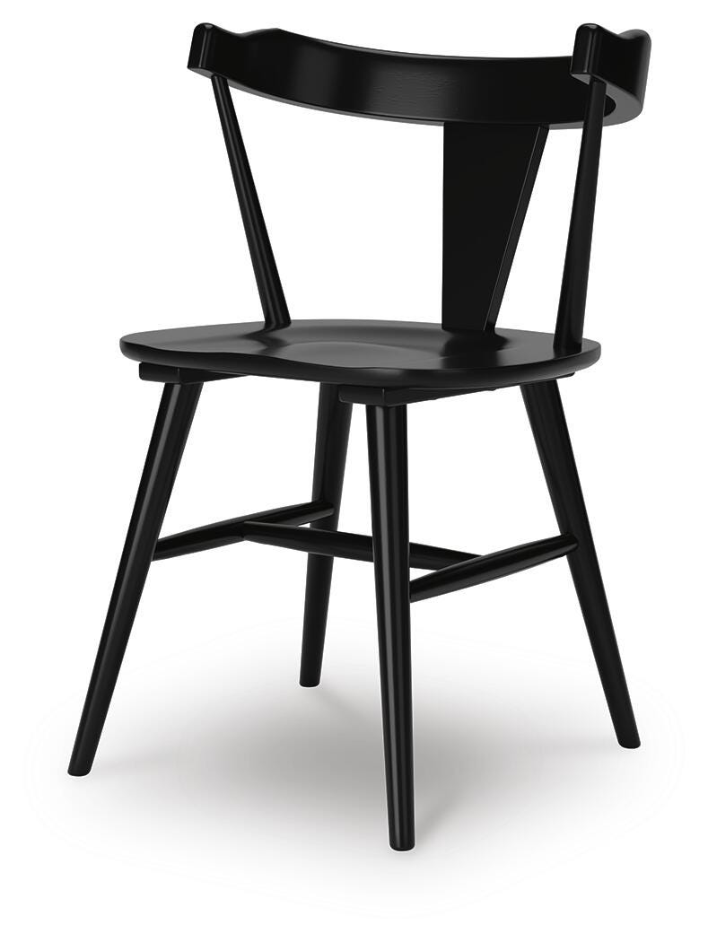 Ashley Furniture Gretlynn dining room set with a wooden table and six matching chairs, shown from an angled side view.