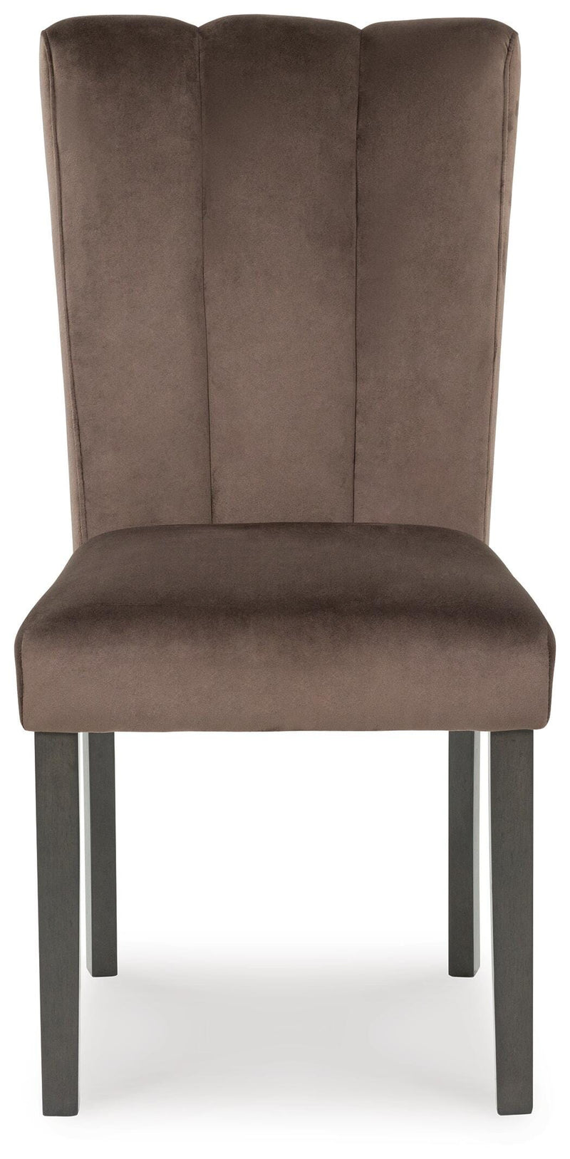 Ashley Jeshina dining chair with wooden frame and upholstered seat, shown from a front head-on view.