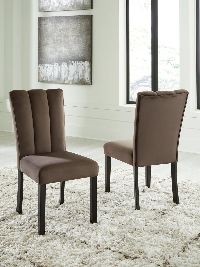 Ashley Furniture Jeshina dining chair with upholstered seat and wooden legs, modern design for dining room decor.