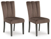 Ashley Furniture Jeshina dining chair with upholstered seat and wooden legs, angled view showing stylish and comfortable design.