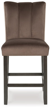 Ashley Furniture Jeshina counter height barstool with wooden seat and backrest, featuring a sleek, modern design.