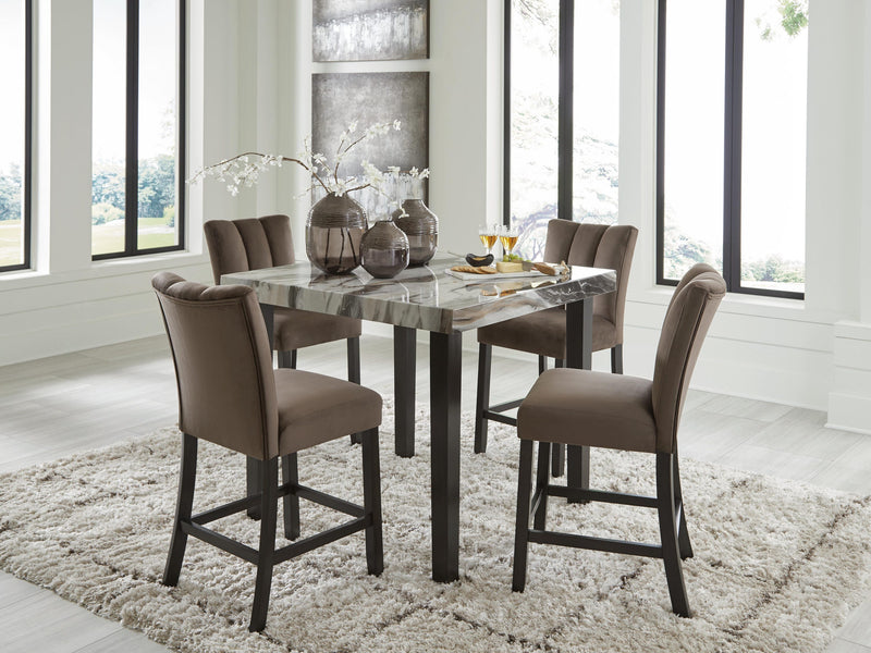 Ashley Furniture Jeshina dining room set with a wooden table and matching chairs in a modern dining space.