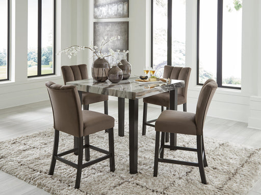Ashley Furniture Jeshina dining room set with a wooden table and matching chairs in a modern dining space.