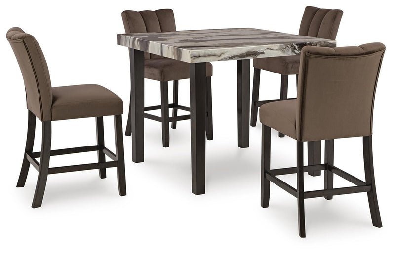 Ashley Furniture Jeshina dining room set with a wooden table and matching chairs in a modern dining space.