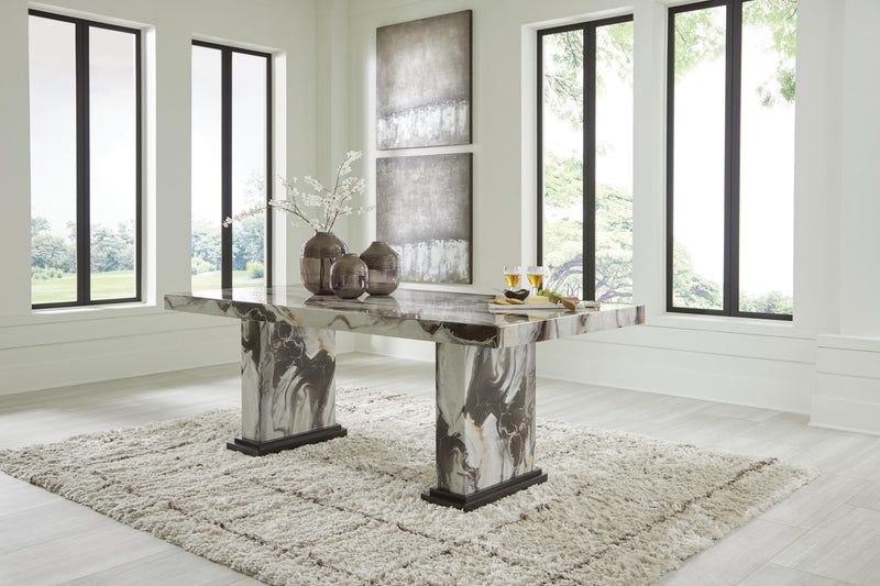 Ashley Furniture Jeshina dining table with a wooden tabletop and sturdy legs, ideal for modern dining rooms.