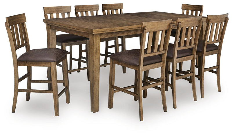 Ashley Furniture Urbinforte dining room set with a wooden table and matching chairs in a modern dining space.